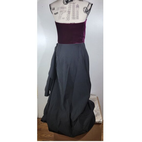 Lanvin Strapless Gown-Velvet Bodice & Draped Skirt Wine/Black Size 36 / US 4 - Picture 4 of 8
